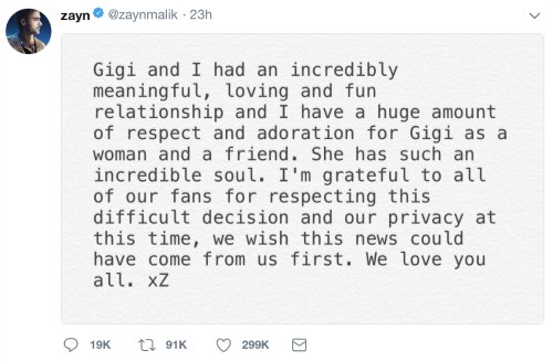 Gigi Hadid y Zayn Malik terminaron su relación
