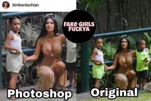 Kim Kardashian photoshopea la foto de su hija